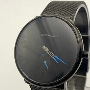 CRRJU Black Stainless Steel Minimalist Watch